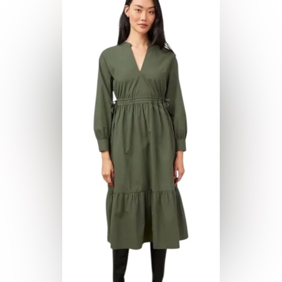 Rails Maple Olive‎ Smoke Midi Dress Smocked Waist Boho Cottagecore Chic Size S - Picture 2 of 16